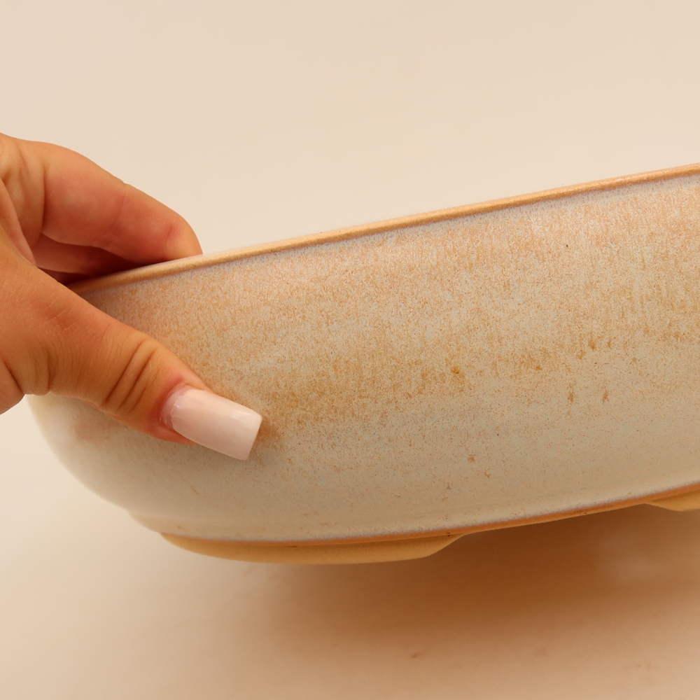 Ceramic bonsai pot, 32.5 x 32.5 x 8.5 cm, beige