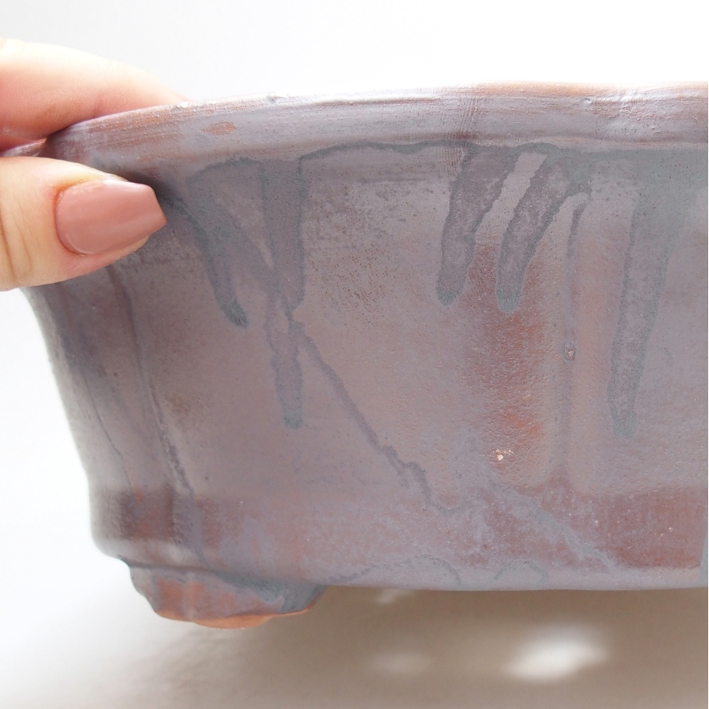 Ceramic bonsai bowl 26,5 x 26,5 x 8 cm, metal colour