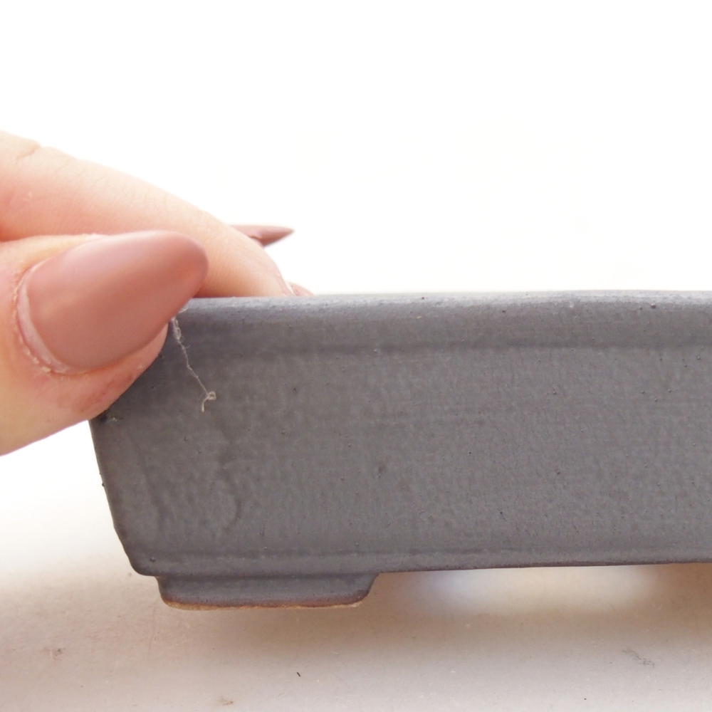 Ceramic bonsai bowl 11 x 8,5 x 3,5 cm, metal colour