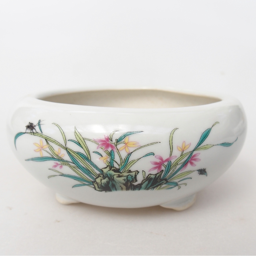 Ceramic bonsai bowl 10 x 10 x 5 cm, colour white
