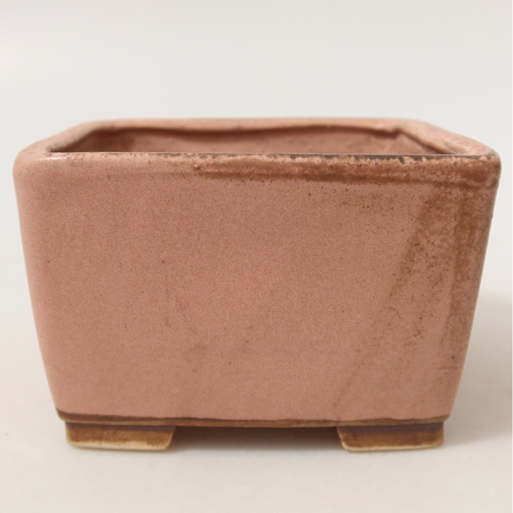 Ceramic bonsai pot, 10.5 x 10.5 x 7 cm, pink