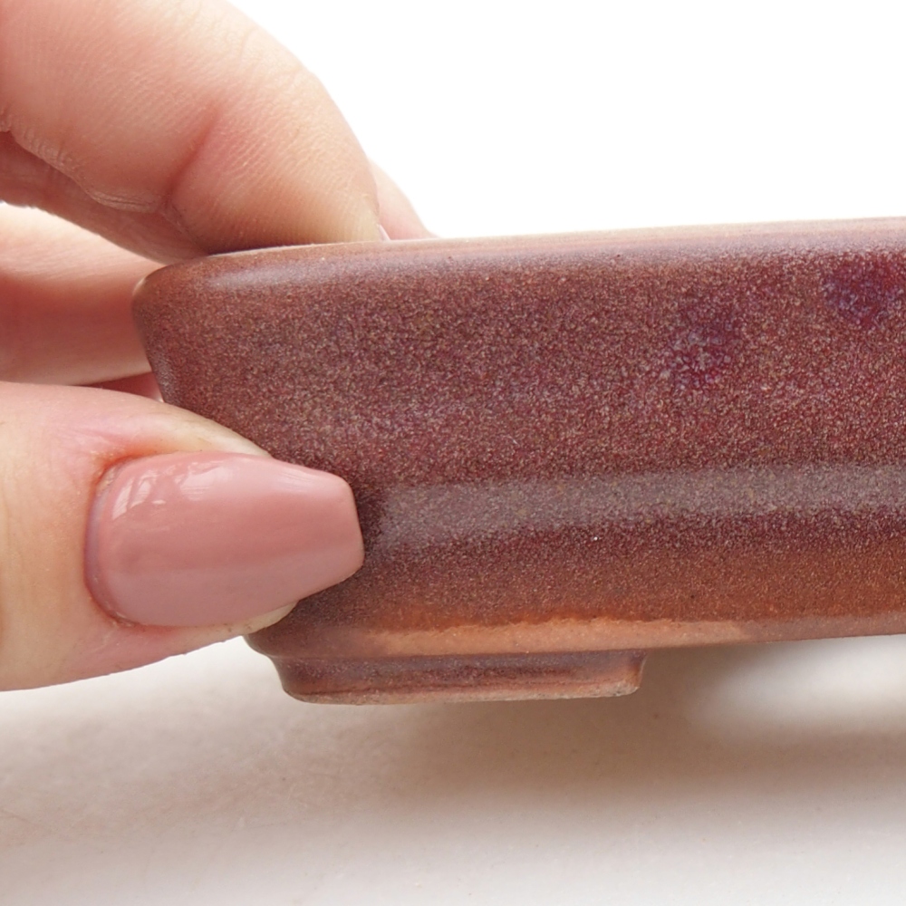 Ceramic bonsai bowl 11 x 8 x 3 cm, burgundy