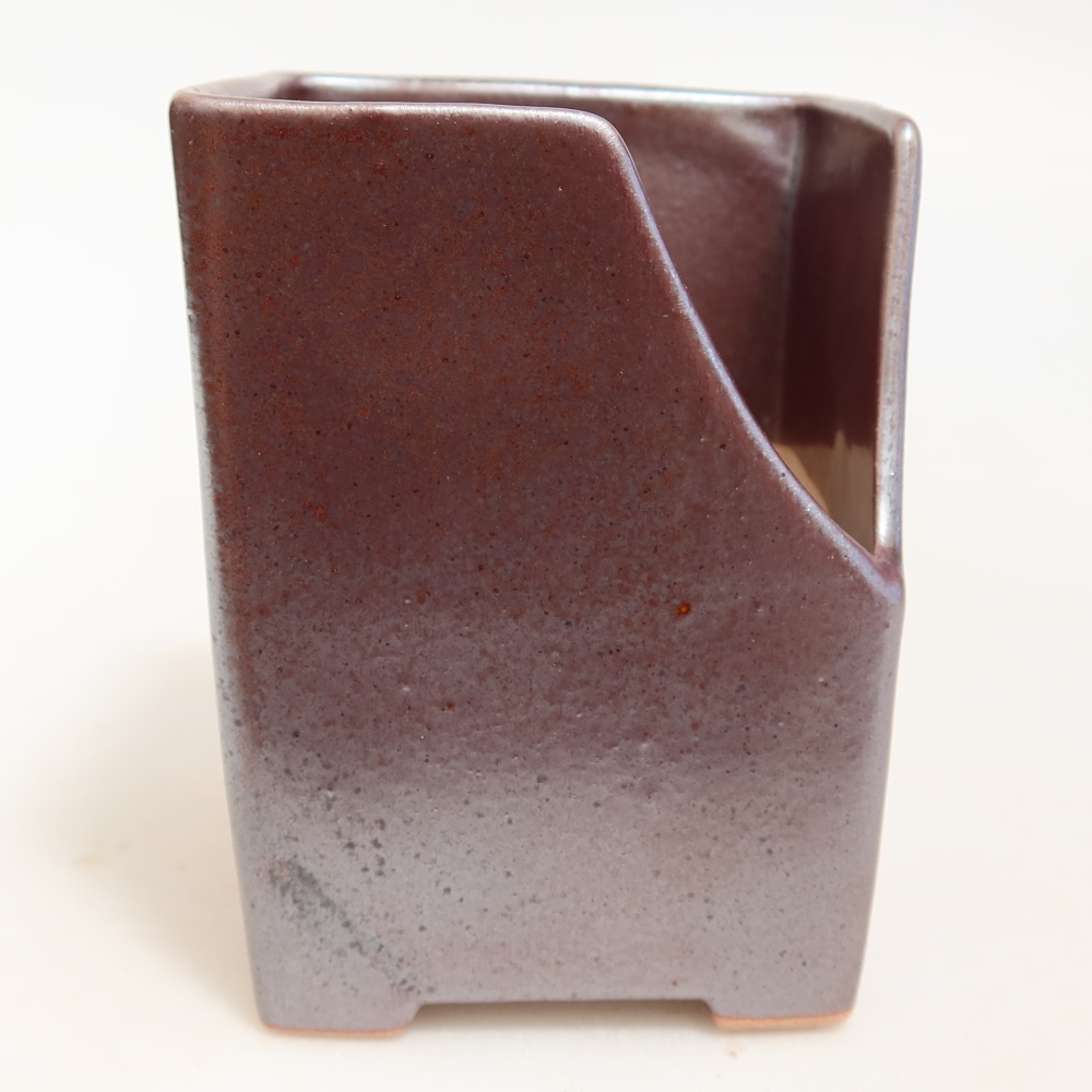 Ceramic bonsai pot, 8 x 8 x 10 cm, metallic color