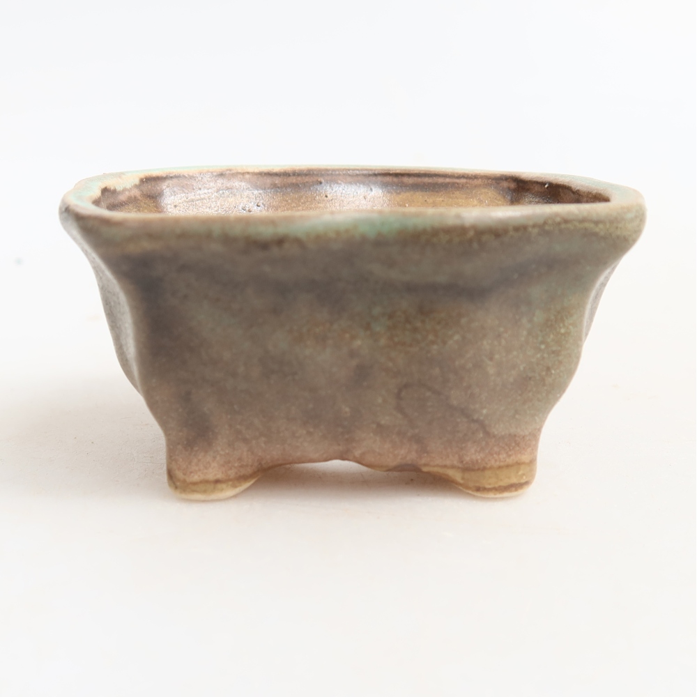 Ceramic bonsai pot, 7 x 7 x 3.5 cm, green