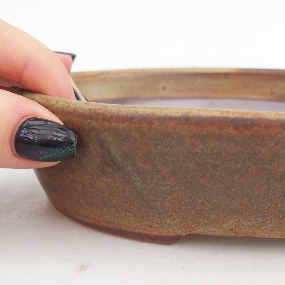 Ceramic bonsai bowl 17 x 14 x 4 cm, green