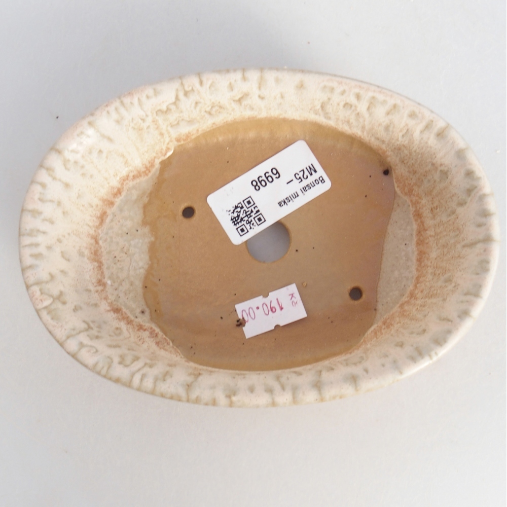 Ceramic bonsai bowl 15 x 10,5 x 3,5 cm, colour beige