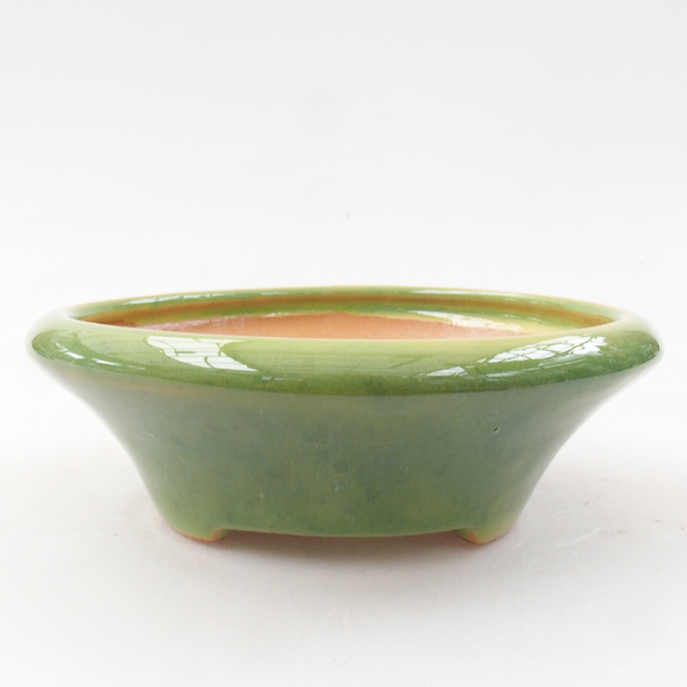 Ceramic bonsai bowl 13,5 x 13,5 x 5 cm, color green