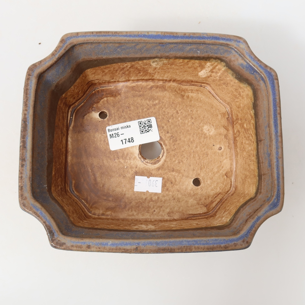 Ceramic bonsai pot, 18 x 15 x 6 cm, blue