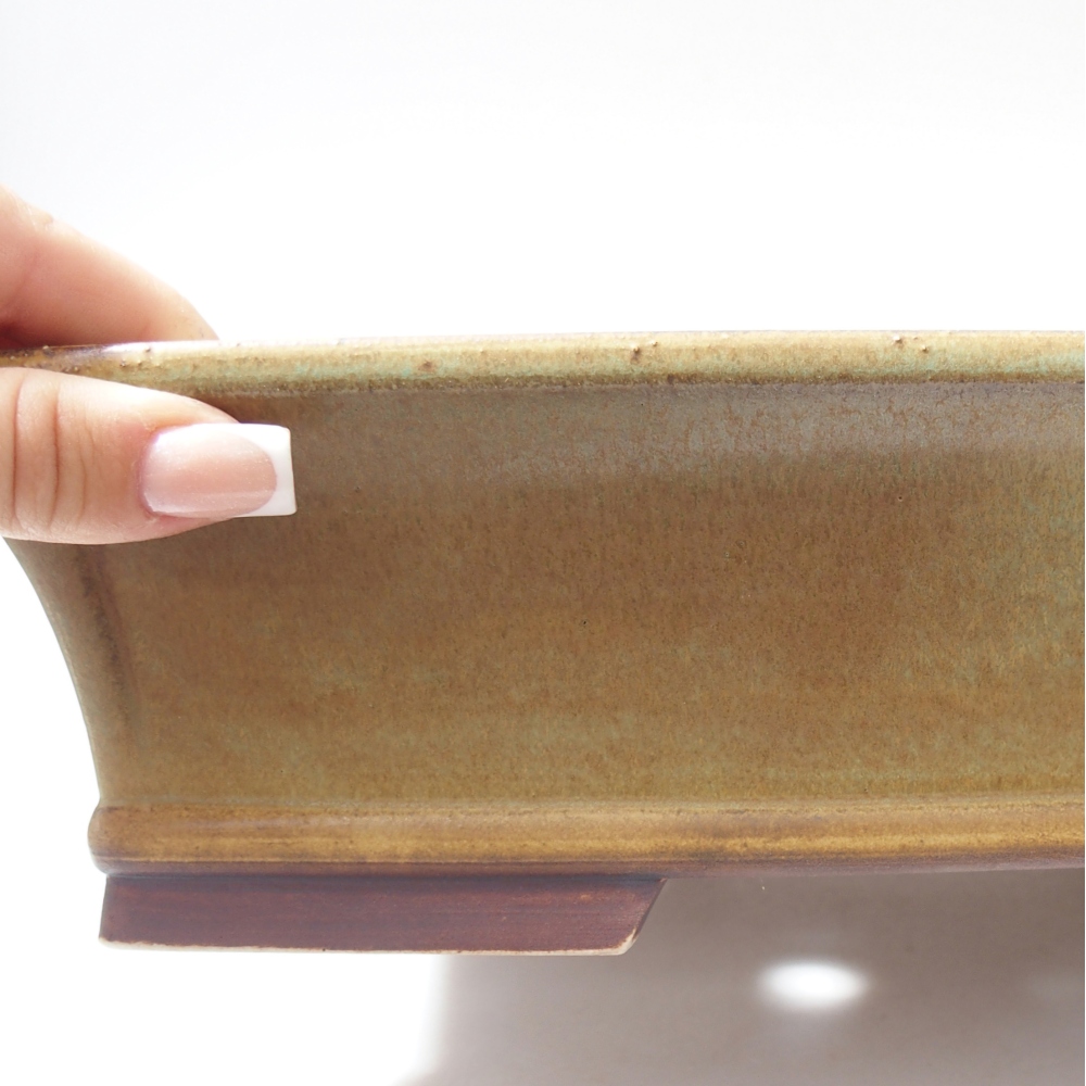 Ceramic bonsai bowl 29 x 24 x 8 cm, green