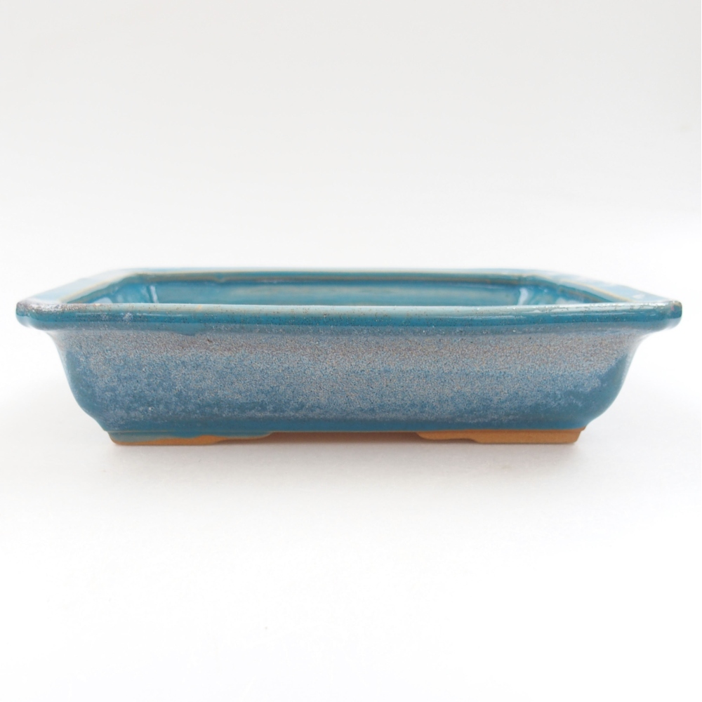 Ceramic bonsai bowl 18 x 13,5 x 4,5 cm, color blue