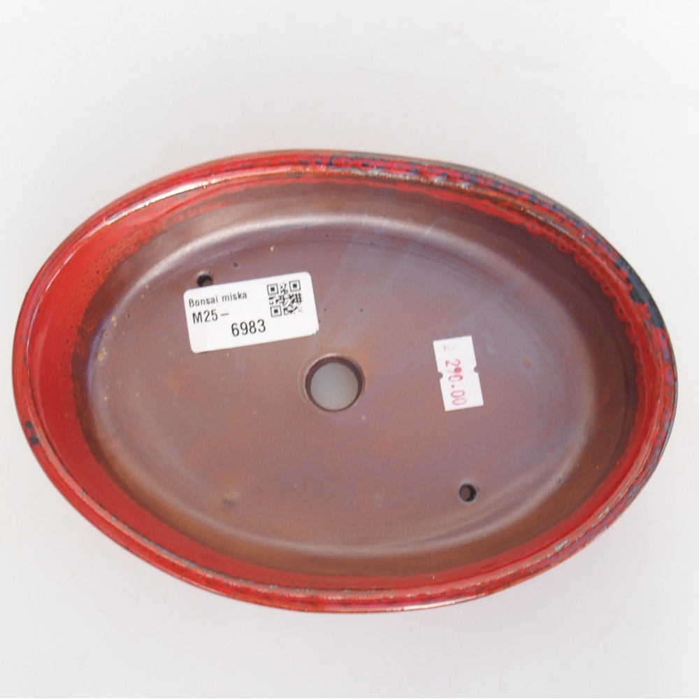 Ceramic bonsai bowl 18,5 x 13 x 4,5 cm, colour red