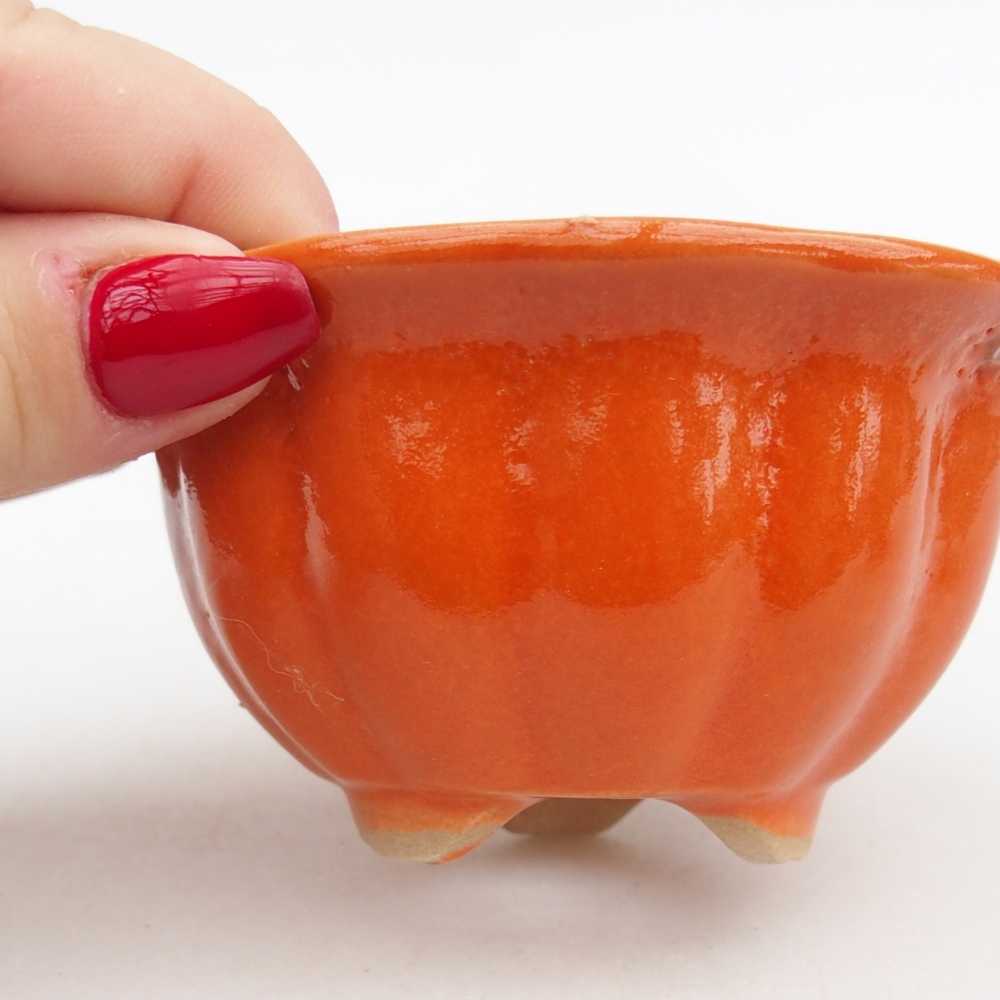 Ceramic bonsai bowl 8,5 x 8,5 x 4,5 cm, orange