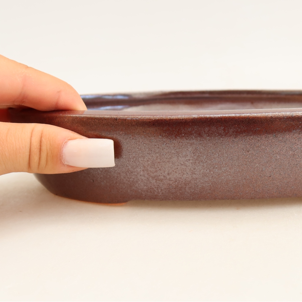 Ceramic bonsai pot, 22 x 17 x 4 cm, burgundy