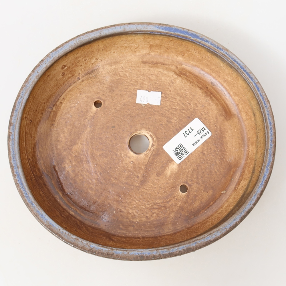 Ceramic bonsai pot, 21 x 19 x 4.5 cm, blue