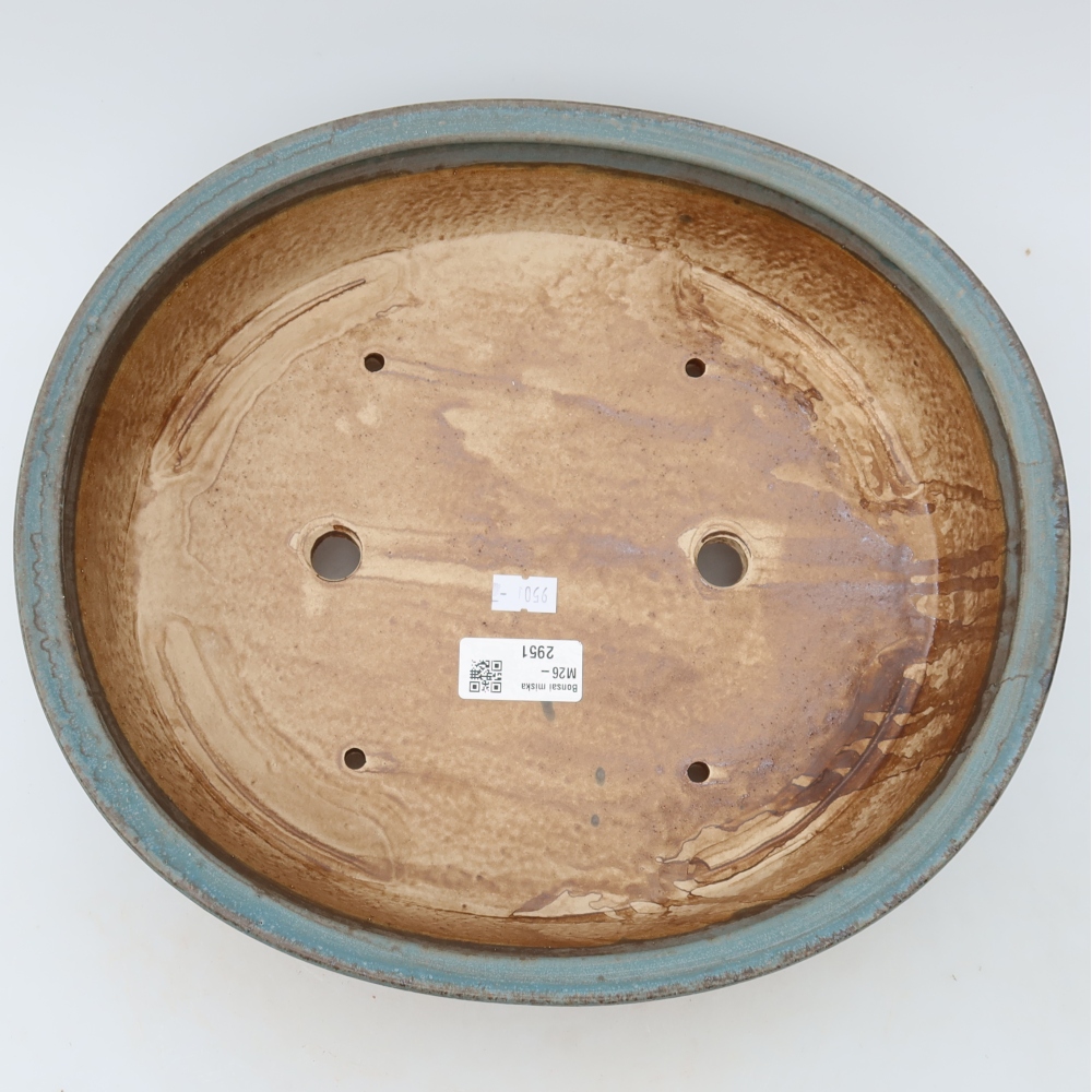 Ceramic bonsai pot, 31 x 27 x 7.5 cm, blue