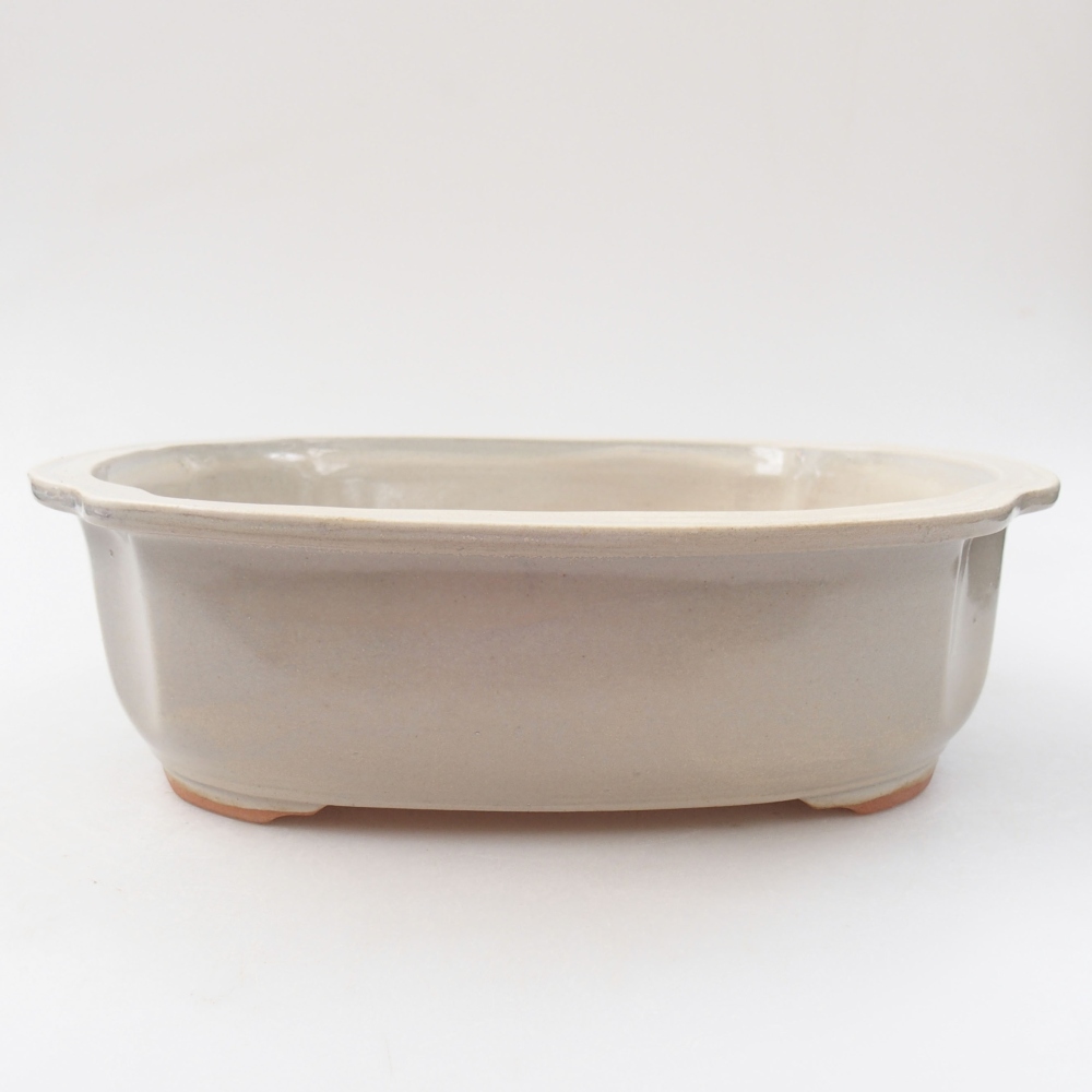 Ceramic bonsai bowl 24,5 x 21 x 7 cm, color beige