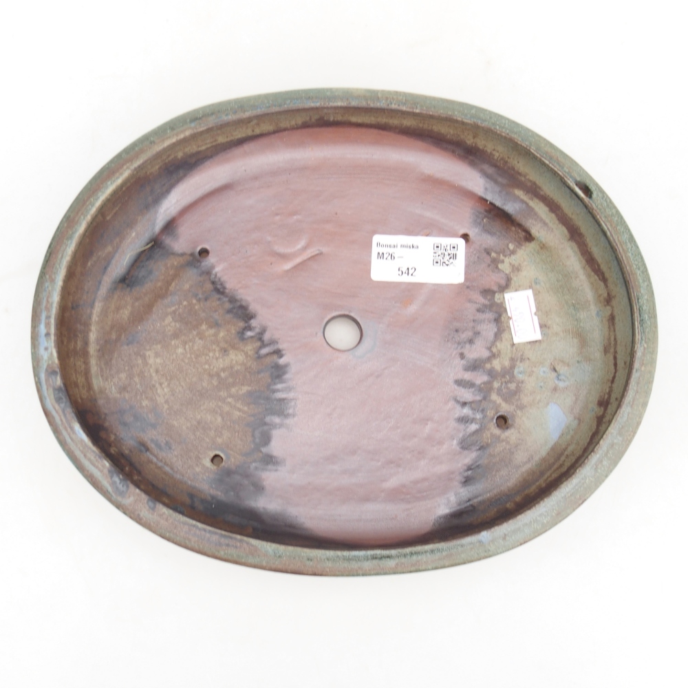 Ceramic bonsai bowl 24,5 x 20 x 4 cm, green