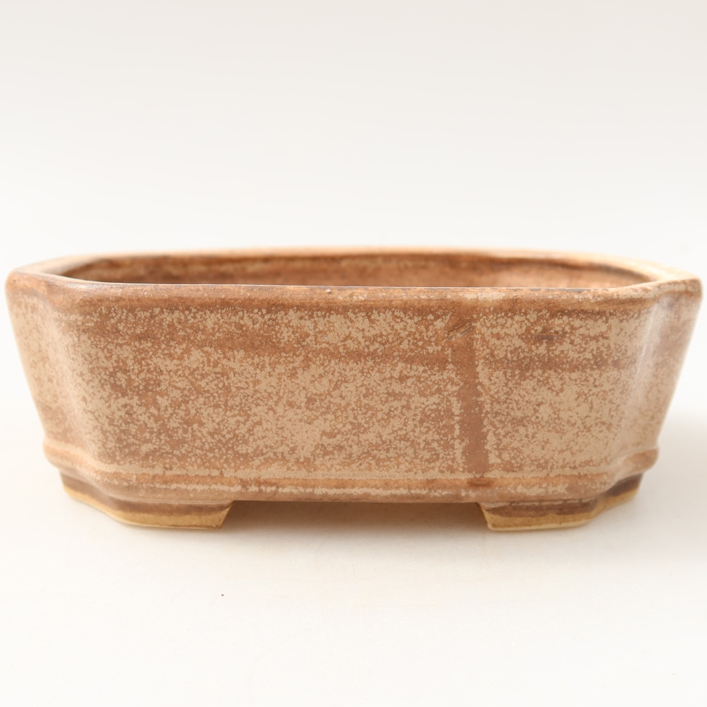 Ceramic bonsai pot, 13.5 x 11.5 x 4 cm, pink