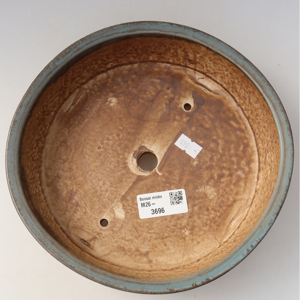 Ceramic bonsai pot, 21.5 x 21.5 x 6 cm, blue