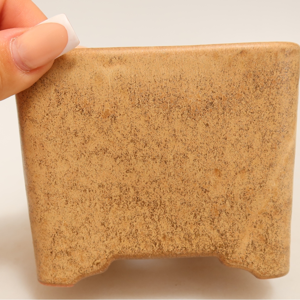 Ceramic bonsai pot, 10 x 10 x 8.5 cm, beige