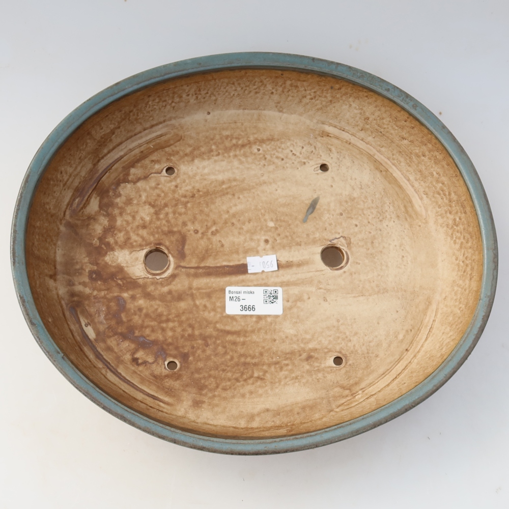 Ceramic bonsai pot, 32 x 27.5 x 6.5 cm, blue