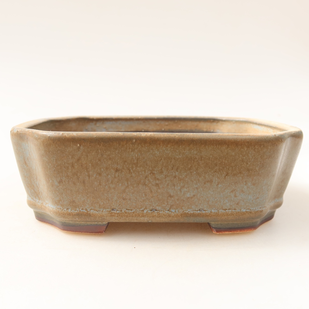 Ceramic bonsai pot, 13.5 x 11.5 x 4 cm, blue