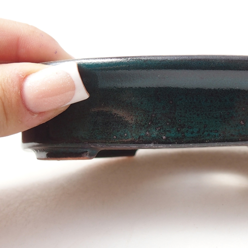 Ceramic bonsai bowl 13 x 10,5 x 3 cm, green
