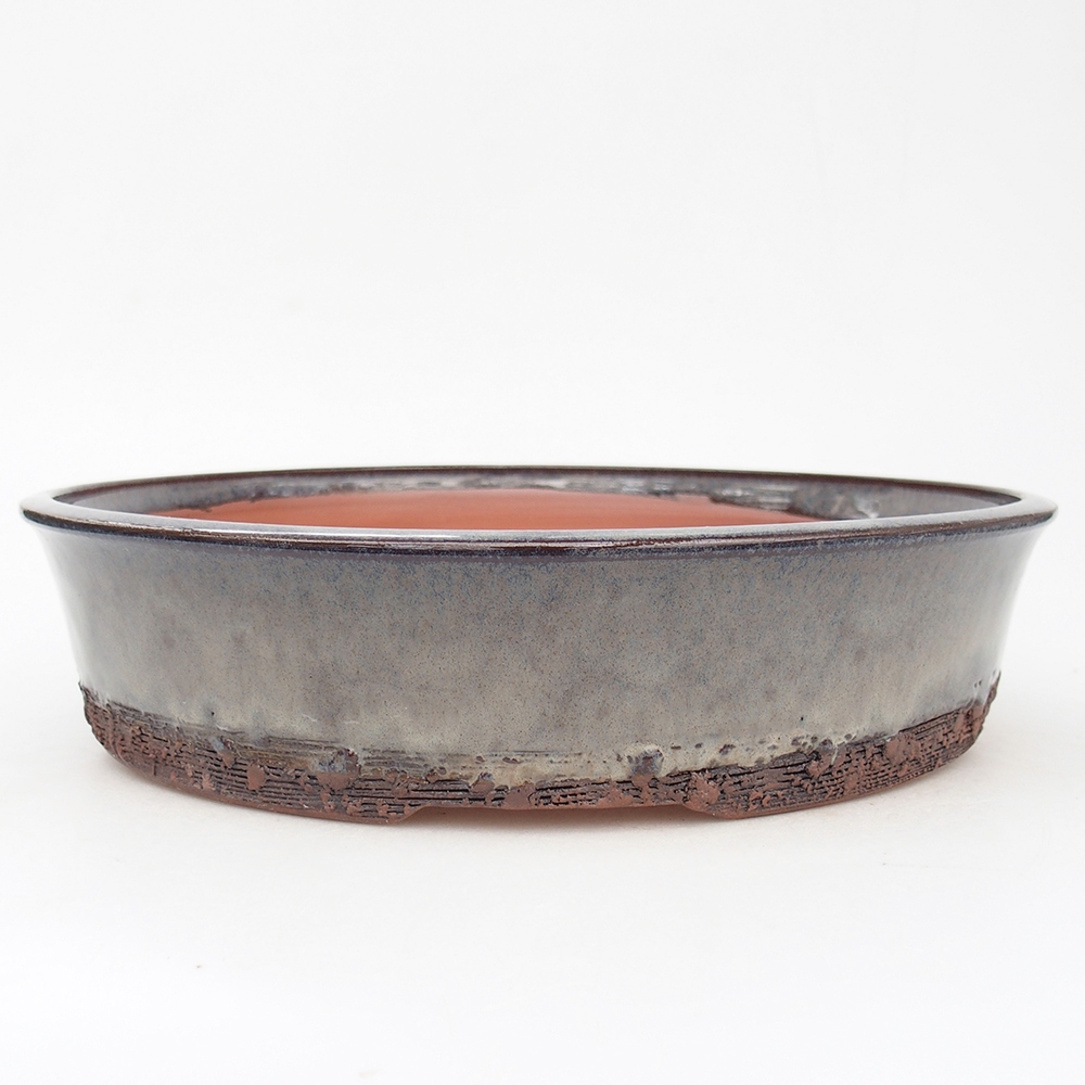 Ceramic bonsai bowl 25,5 x 25,5 x 5,5 cm, grey