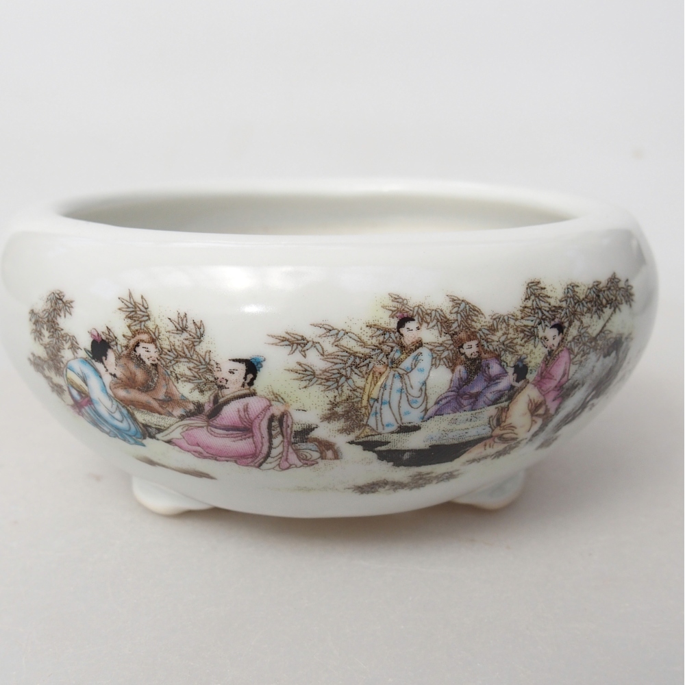 Ceramic bonsai bowl 10 x 10 x 5 cm, colour white