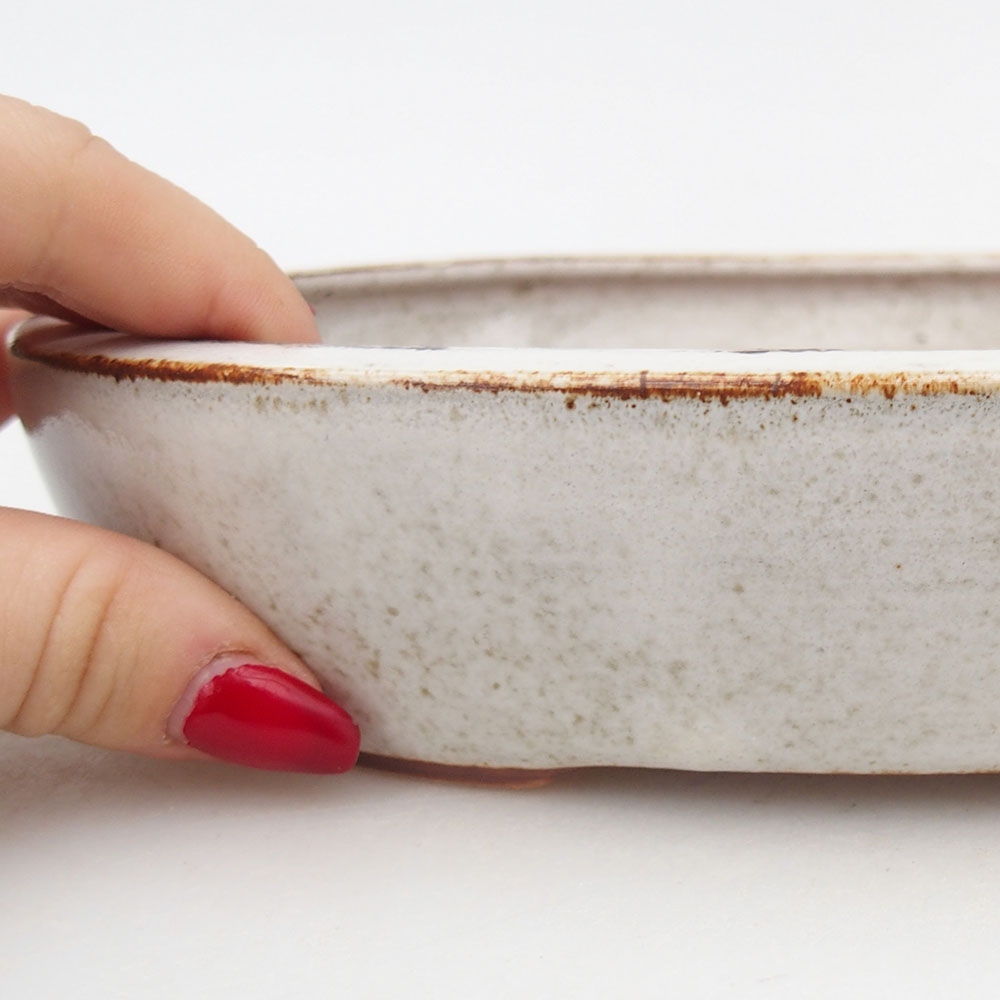 Ceramic bonsai bowl 22 x 17 x 4 cm, white