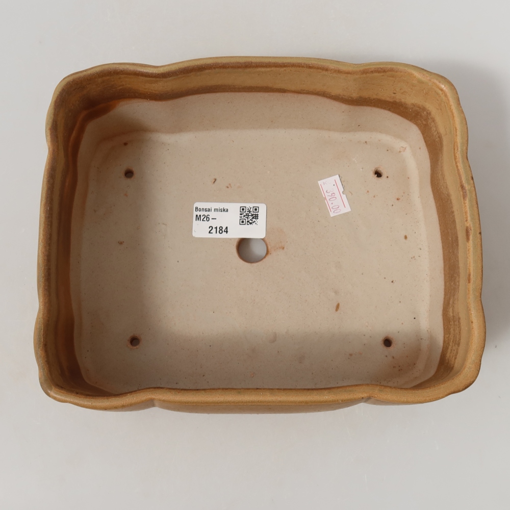 Ceramic bonsai pot, 20.5 x 17.5 x 7 cm, beige