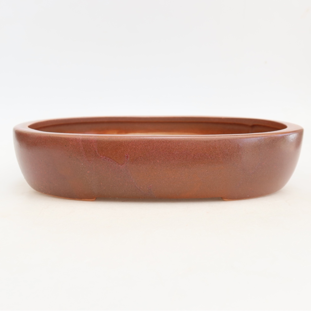 Ceramic bonsai pot, 27 x 21 x 5.5 cm, burgundy