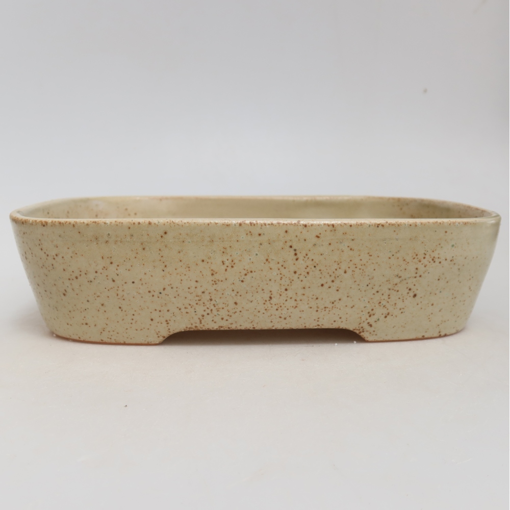 Ceramic bonsai pot, 23 x 18 x 5.5 cm, beige