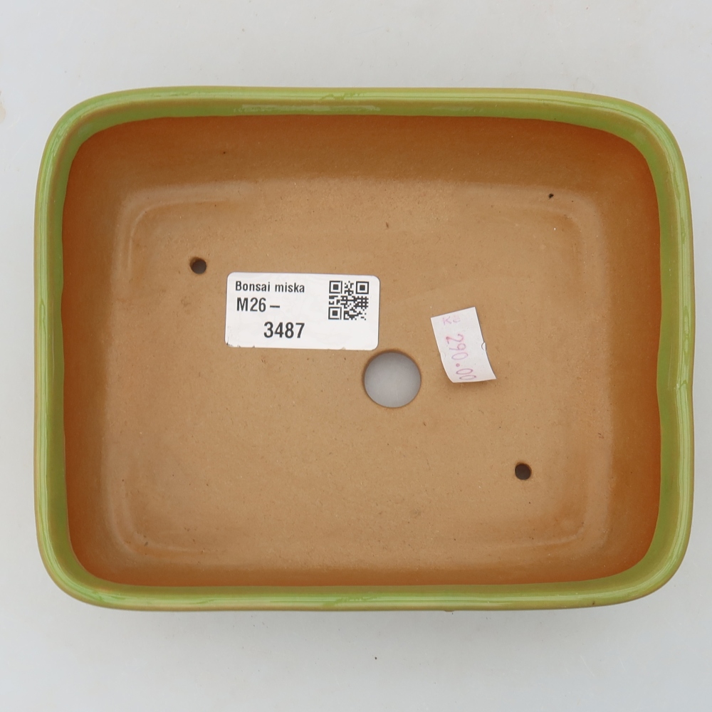Ceramic bonsai pot, 15 x 12.5 x 4.5 cm, green