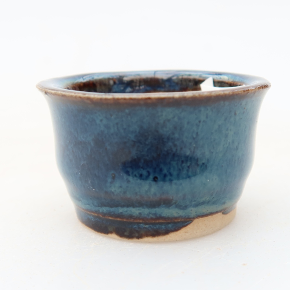 Ceramic bonsai pot, 3.5 x 3.5 x 2.5 cm, blue