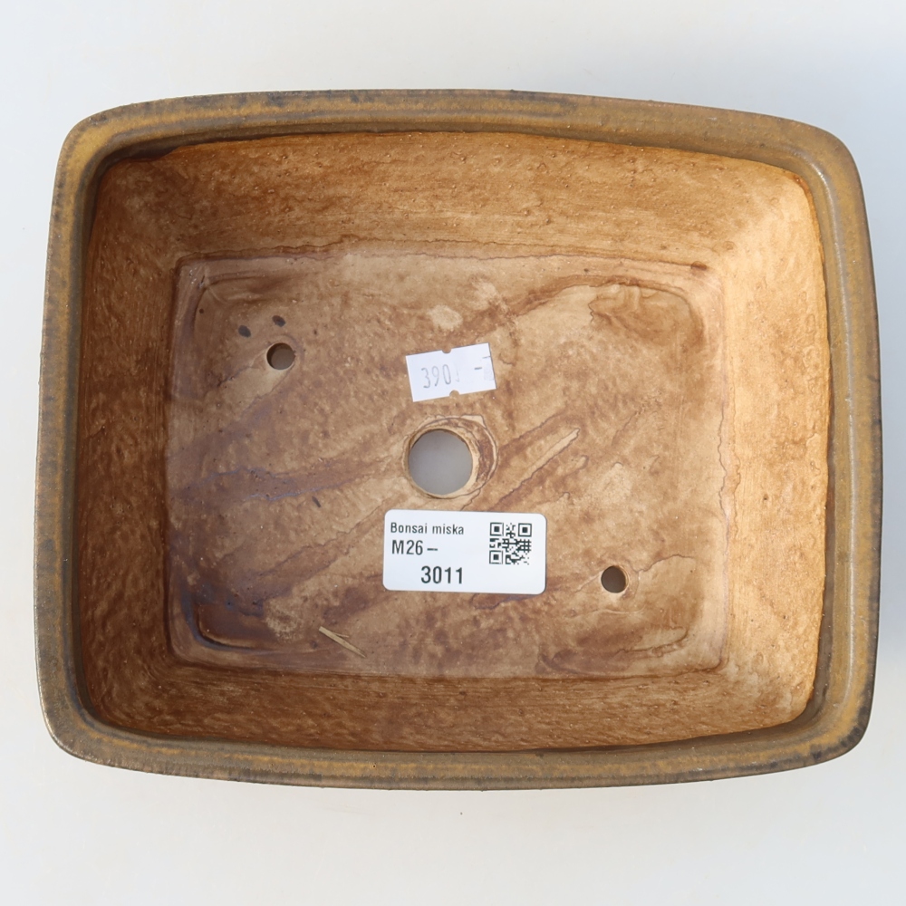 Ceramic bonsai pot, 18.5 x 15.5 x 6 cm, brown