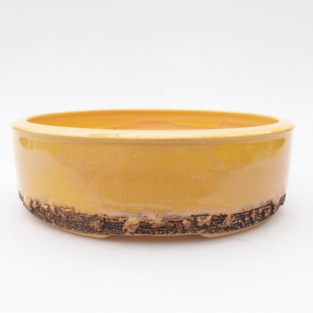 Ceramic bonsai bowl 18 x 18 x 5,5 cm, color yellow