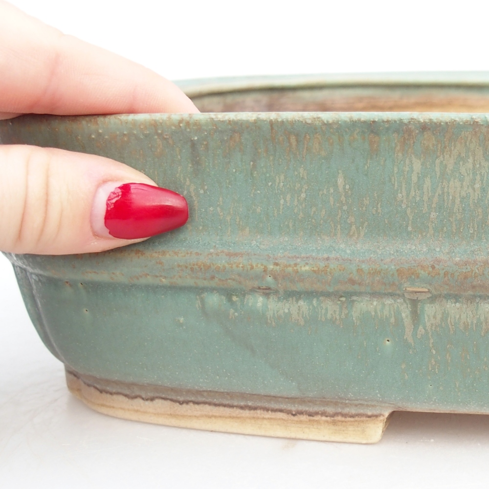Ceramic bonsai bowl 29,5 x 24 x 7 cm, green