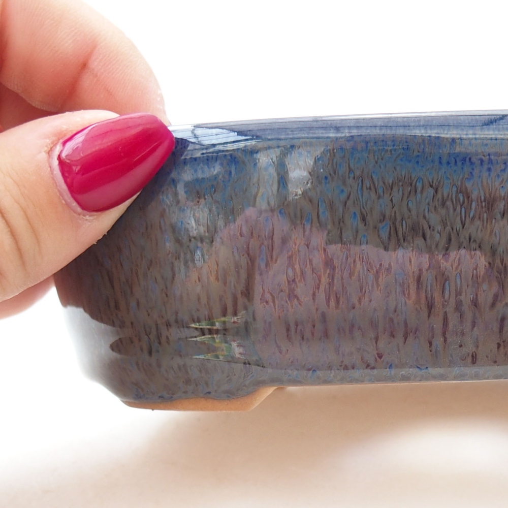 Ceramic bonsai bowl  13 x 9 x 4 cm, color blue