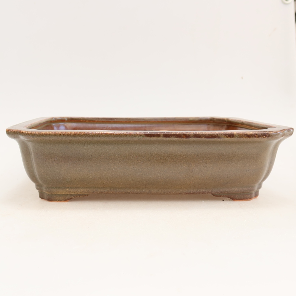 Ceramic bonsai pot, 27.5 x 21.5 x 7 cm, brown