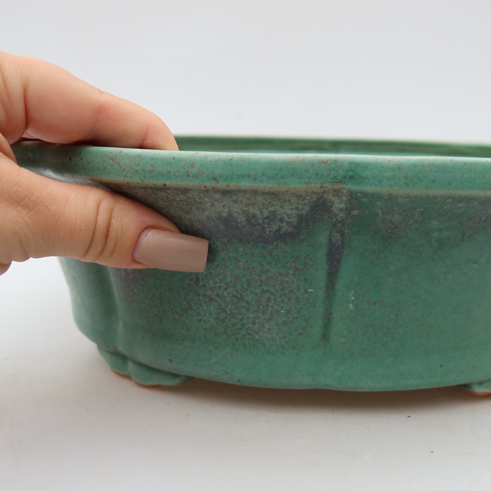 Ceramic bonsai bowl 26,5 x 26,5 x 8,5 cm, green