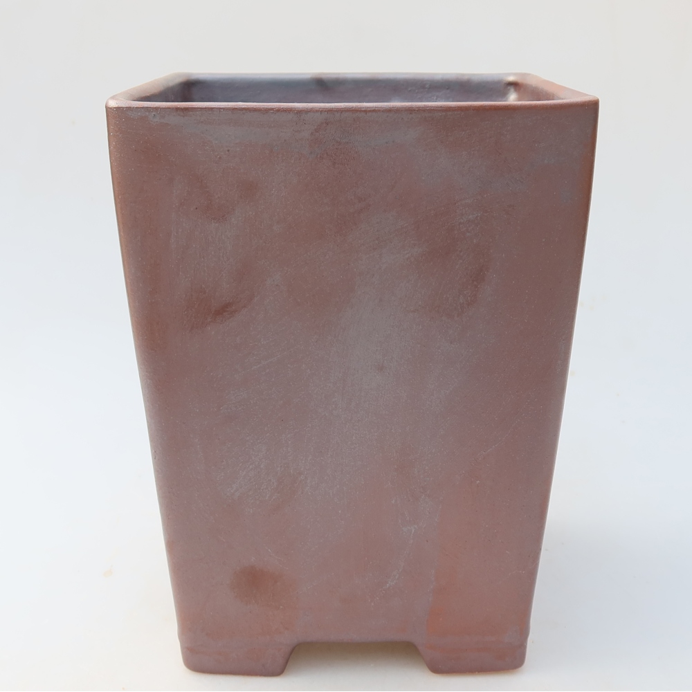 Ceramic bonsai bowl 15 x 15 x 19,5 cm, metal colour