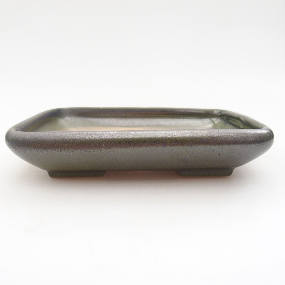 Ceramic bonsai bowl 17 x 14 x 3,5 cm, color green