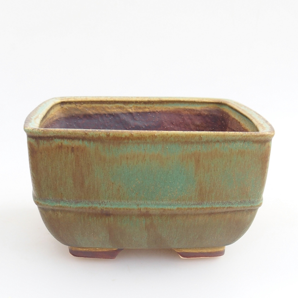 Ceramic bonsai bowl 16 x 16 x 9 cm, color green