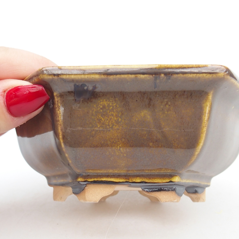 Ceramic bonsai bowl 12 x 10,5 x 4,5 cm, yellow