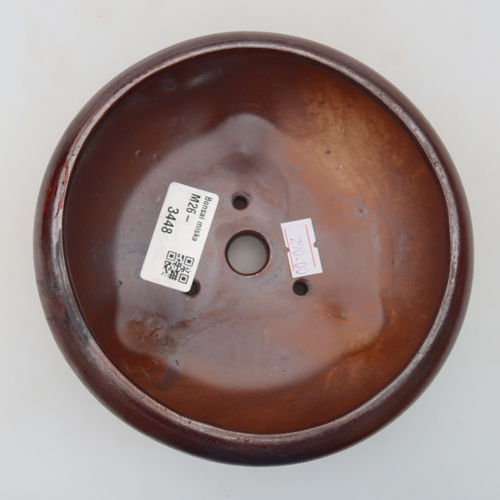 Ceramic bonsai pot, 15 x 15 x 6.5 cm, metallic color