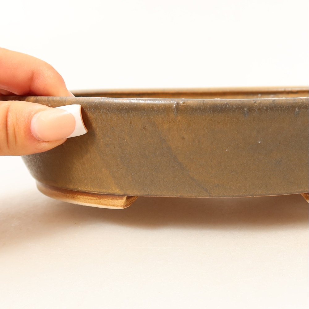 Ceramic bonsai bowl 21 x 19 x 4,5 cm, brown