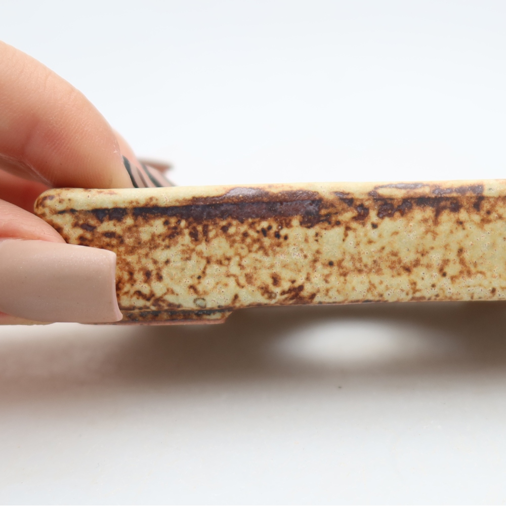Ceramic bonsai pot, 10 x 7 x 2 cm, beige