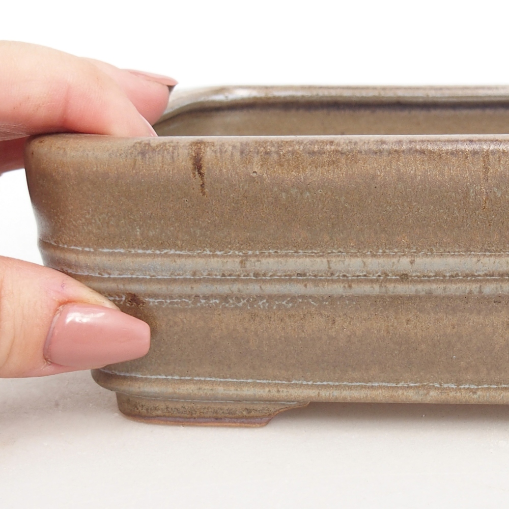 Ceramic bonsai bowl 16,5 x 12 x 5,5 cm, blue-grey