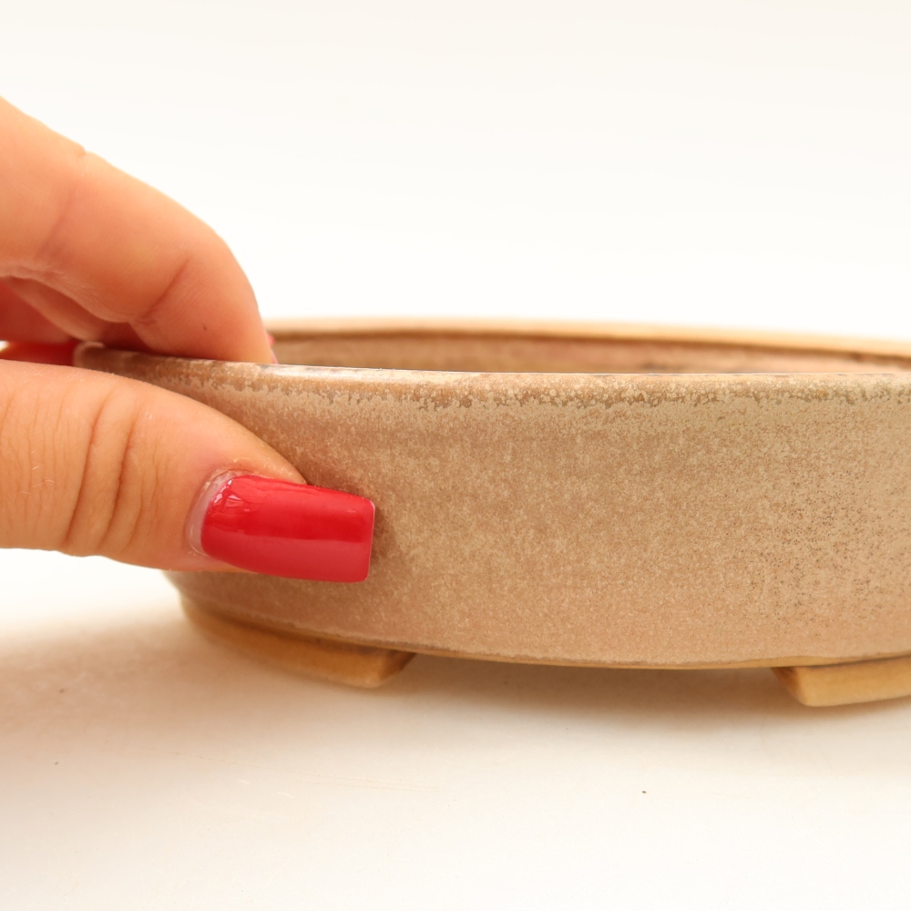 Ceramic bonsai pot, 15 x 14 x 4 cm, pink